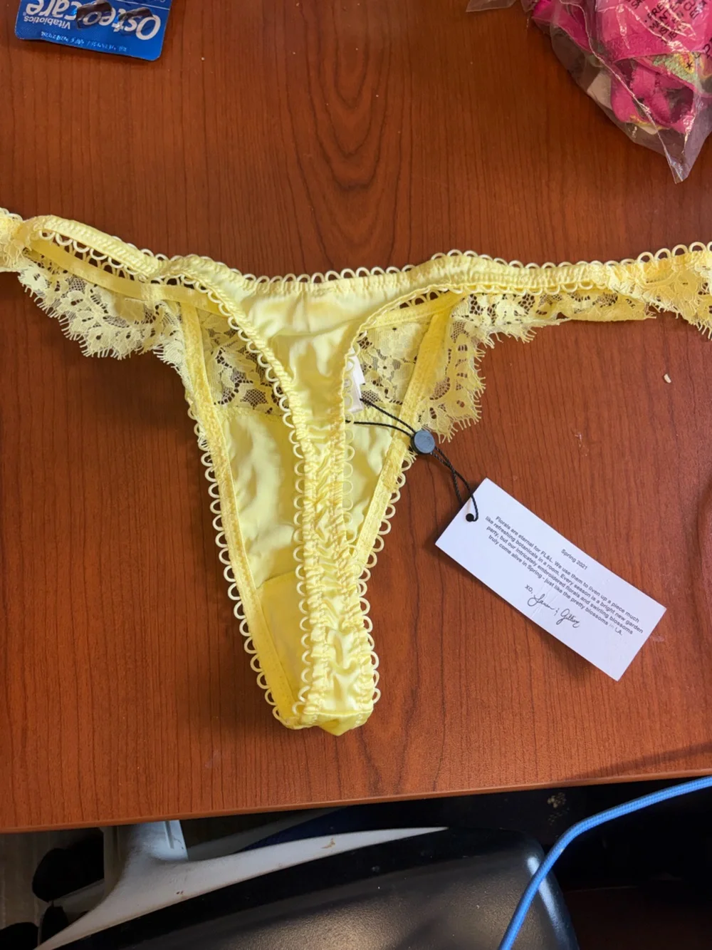 For Love And Lemons Sunny Yellow Lace Thong